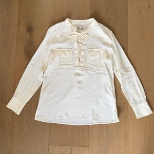 Madewell Ivory 100% Silk Lace-Up Blouse - XS